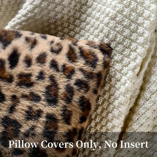 Alt view image 4 of 6 - Cheetah Pillow Covers Leopard Throw Pillow Covers Set of 2, 18x18 | Faux Fur Throw Pillow Covers Leopard Couch Pillow Covers Fluffy Soft Decorative for Home Living Room Bedroom