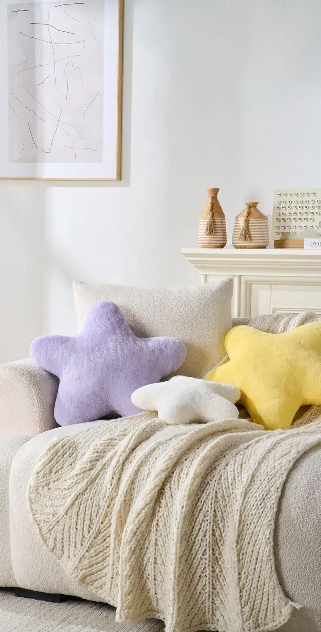 Alt view image 3 of 6 - Set of 2 Star Pillow Room Decor Home Decor Throw Pillows,White 15" | Bedroom Decor Living Room Decor Decorative Pillows for Bed Pillows Cute Couch Pillows Outdoor Pillows Apartment House Decor