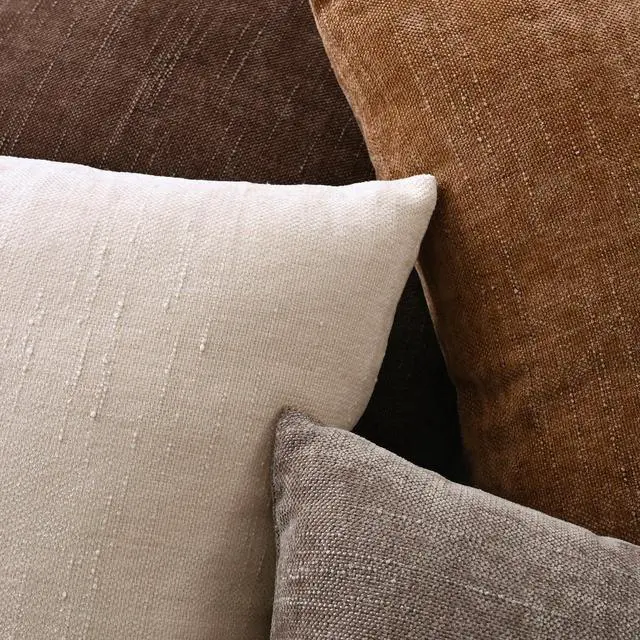 Alt view image 6 of 7 - Set of 4 Soft Textured Throw Pillow Covers 18x18 Inch Cozy Decorative Farmhouse Cushion Cover Square Accent Pillow Cases for Bed Couch Sofa Living Room, Beige Taupe Brown