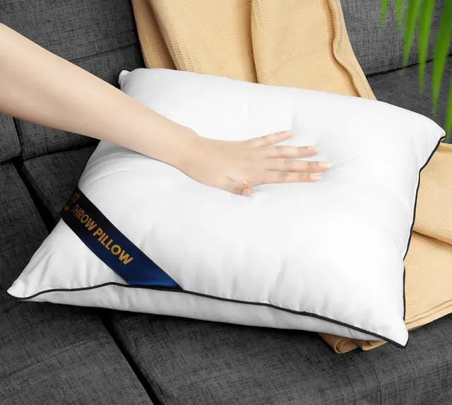 Alt view image 7 of 7 - 18x18 Throw Pillow Inserts, Decorative Pillows, Pack of 2 | Piping Throw Pillows, Plush & Supportive, Aesthetic Cushion Sham Stuffer for Sofa, Office, Couch & Bed, Set of 2, White