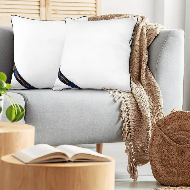 Alt view image 6 of 7 - 18x18 Throw Pillow Inserts, Decorative Pillows, Pack of 2 | Piping Throw Pillows, Plush & Supportive, Aesthetic Cushion Sham Stuffer for Sofa, Office, Couch & Bed, Set of 2, White