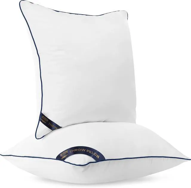 Alt view image 4 of 7 - 18x18 Throw Pillow Inserts, Decorative Pillows, Pack of 2 | Piping Throw Pillows, Plush & Supportive, Aesthetic Cushion Sham Stuffer for Sofa, Office, Couch & Bed, Set of 2, White