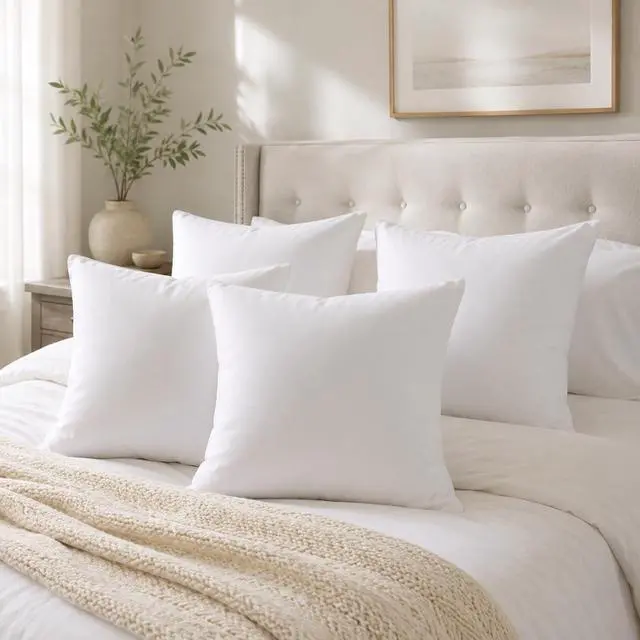 Alt view image 5 of 7 - 18 x 18 inches Pillow Inserts, Set of 4 Hypoallergenic Brushed Microfiber Liner Down Alternative Filled Square Cushion Throw Pillow