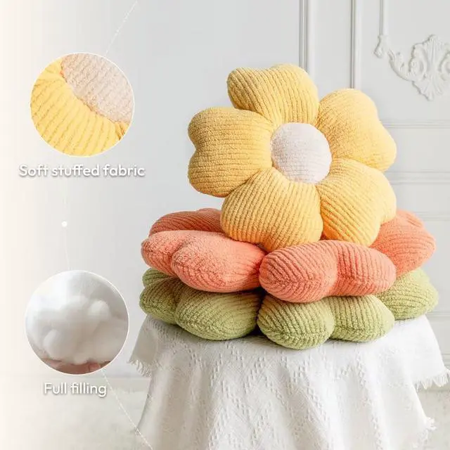 Alt view image 5 of 7 - Yellow Flower Pillow, Decorative Throw Pillow for Bed, Cute Daisy Flower Shaped Floor Cushion for Pet, Couch & Room Decor (15.7 Inch)