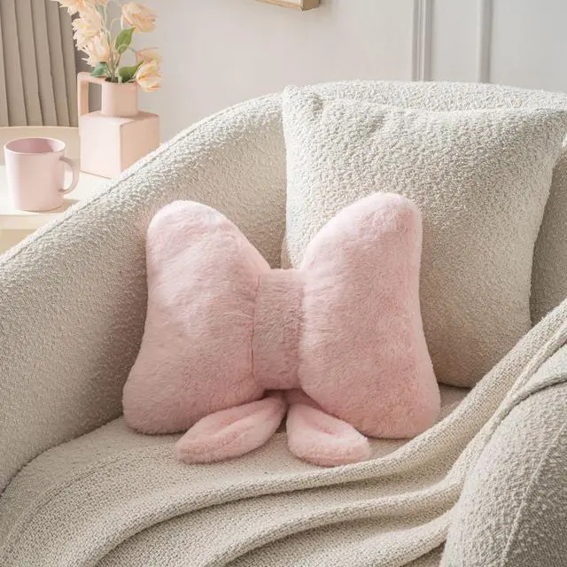 Alt view image 2 of 7 - Bow Pillow Throw Pillows Butterfly Shaped Decorative Cute Pillows for Bed Sofa Cute Home Decor,Pink 10 * 8inch