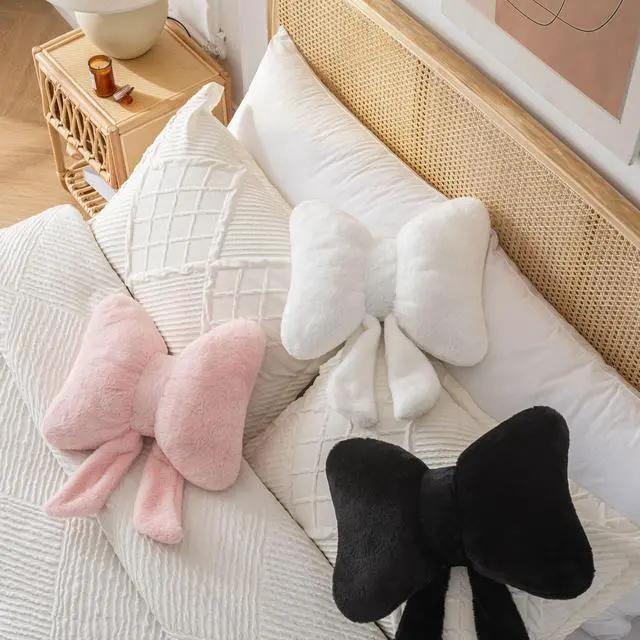 Alt view image 4 of 7 - Bow Pillow Throw Pillows Butterfly Shaped Decorative Cute Pillows for Bed Sofa Cute Home Decor,Pink 10 * 8inch