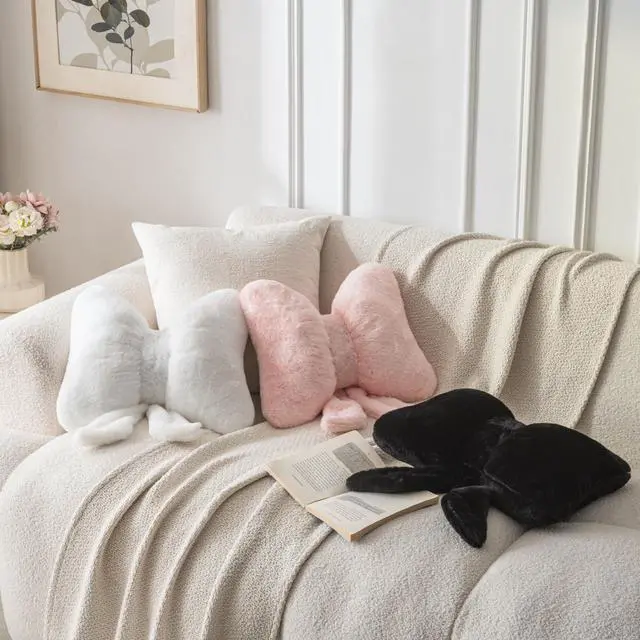Alt view image 3 of 7 - Bow Pillow Throw Pillows Butterfly Shaped Decorative Cute Pillows for Bed Sofa Cute Home Decor,Pink 10 * 8inch