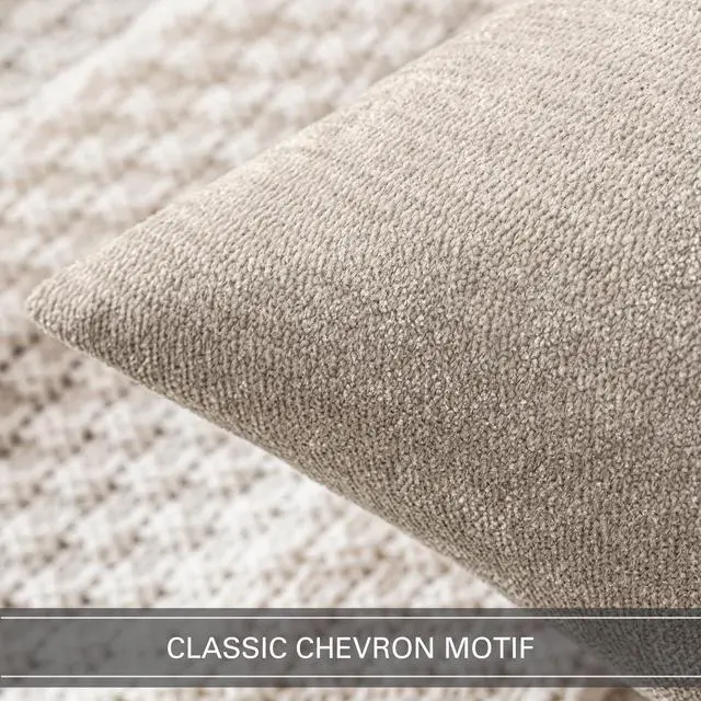 Alt view image 2 of 7 - Pack of 2 Beige Decorative Pillow Covers 18x18 Inch | Soft Chenille Couch Throw Pillows Farmhouse Cushion Covers for Home Decor Sofa Bedroom Living Room