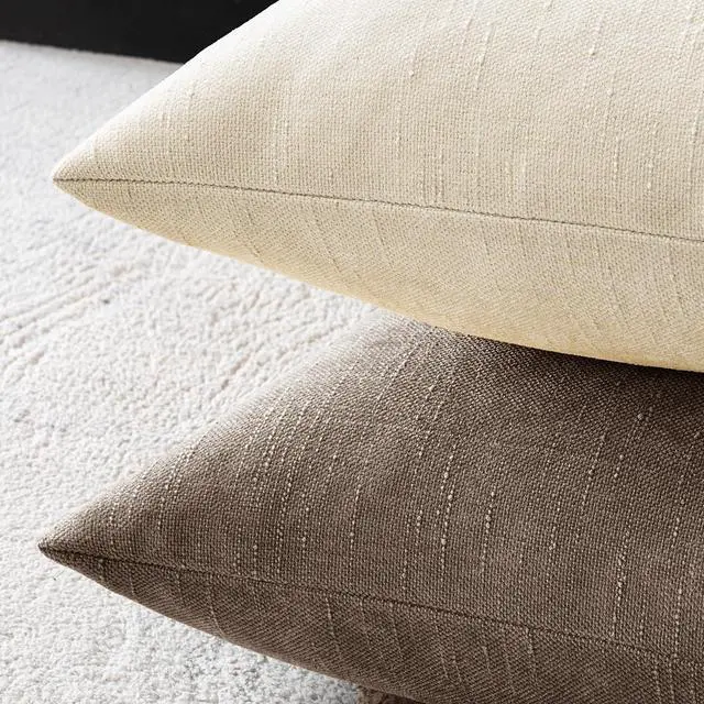 Alt view image 4 of 6 - Textured Chenille Throw Pillow Covers 20x20 Inch Taupe Grey | Pack of 2 Decorative Soft Throw Pillows, Solid Textured Cushion Covers, Modern Home Decor for Couch Sofa Bedroom Living Room