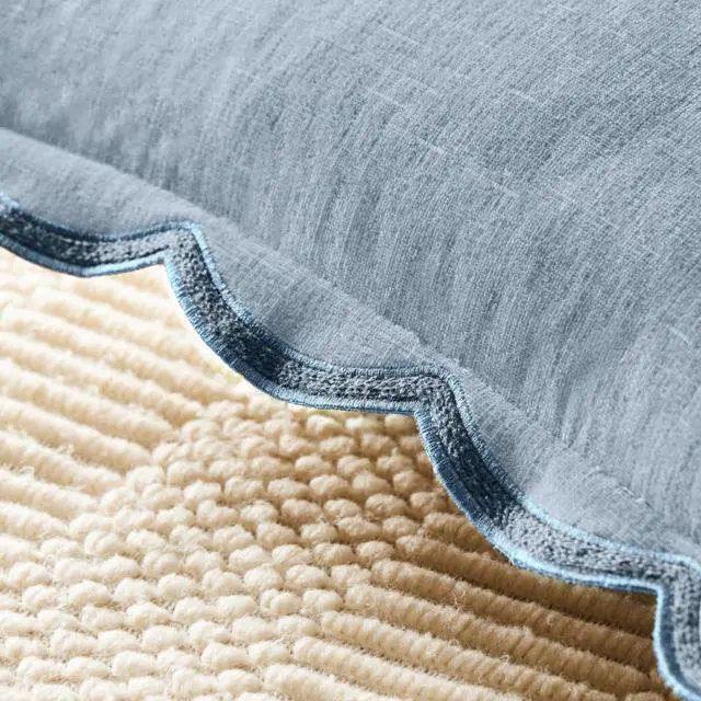 Alt view image 3 of 5 - Scalloped Pillow Cover Pack of 2 Spring Chenille Decorative Throw Pillow Covers Cute Boho Couch Pillow Covers Aesthetic Funky Preppy Pillow Cases for Sofa Living Room (Misty Blue, 18x18 Inch)