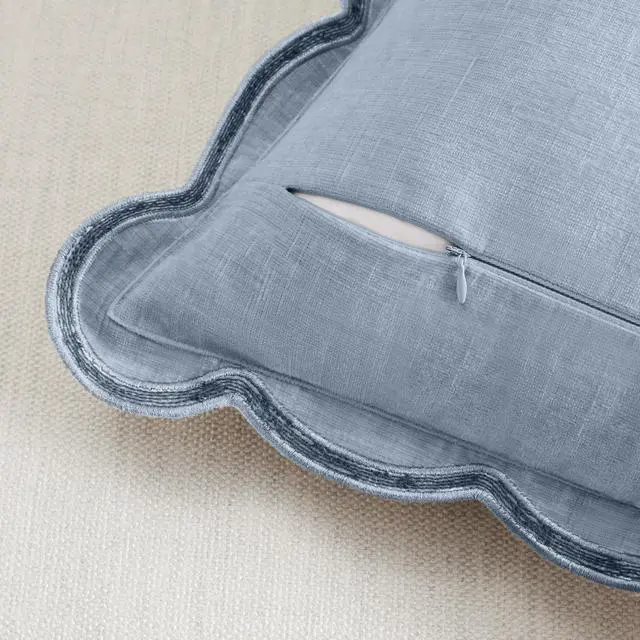 Alt view image 5 of 5 - Scalloped Pillow Cover Pack of 2 Spring Chenille Decorative Throw Pillow Covers Cute Boho Couch Pillow Covers Aesthetic Funky Preppy Pillow Cases for Sofa Living Room (Misty Blue, 18x18 Inch)