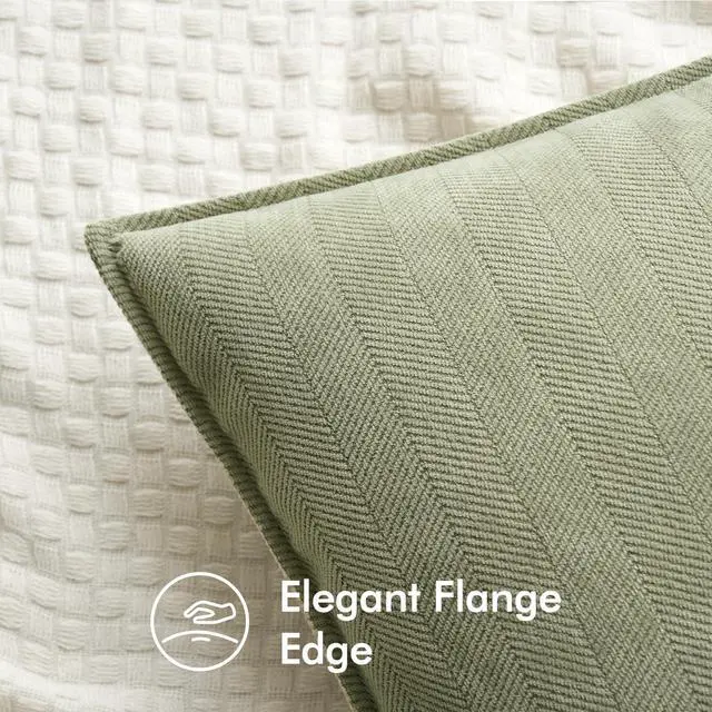 Alt view image 2 of 7 - Pack of 2 Sage Green Decorative Chenille Pillow Covers 20x20 Inch | Soft Couch Throw Pillows,Farmhouse Cushion Covers with Elegant Design for Sofa,Bedroom,Living Room,Spring Home Decor