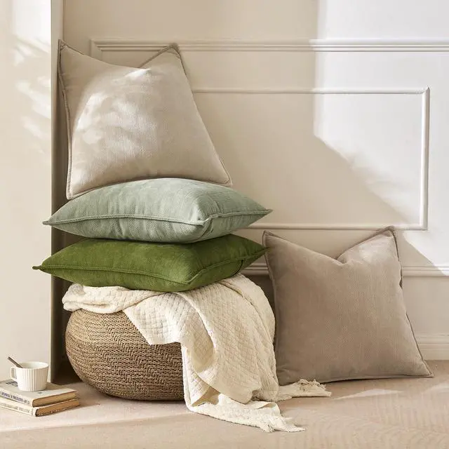 Alt view image 7 of 7 - Pack of 2 Sage Green Decorative Chenille Pillow Covers 20x20 Inch | Soft Couch Throw Pillows,Farmhouse Cushion Covers with Elegant Design for Sofa,Bedroom,Living Room,Spring Home Decor