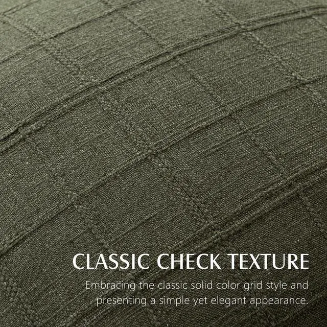 Alt view image 2 of 7 - Boho Linen Check Decorative Throw Pillow Cover 20×20 Olive Green | Set of 2 Neutral Farmhouse Textured Cushion Cover,Modern Plaid Home Decor,Soft Cover for Sofa Chair Couch Bedroom Living Room