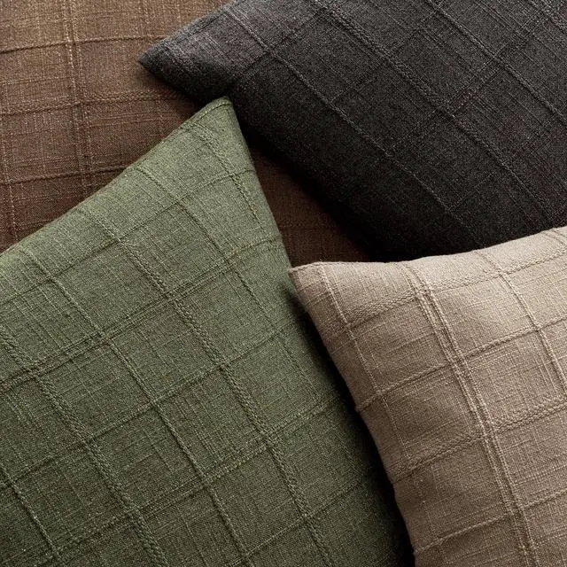 Alt view image 4 of 7 - Boho Linen Check Decorative Throw Pillow Cover 20×20 Olive Green | Set of 2 Neutral Farmhouse Textured Cushion Cover,Modern Plaid Home Decor,Soft Cover for Sofa Chair Couch Bedroom Living Room