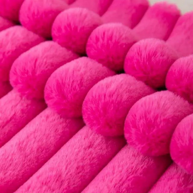 Alt view image 3 of 6 - Hot Pink Striped Faux Fur Throw Pillow Covers 18 x 18 Inch | 2Pack, boho striped pillow covers,velvet back,fuzzy plush cushion covers , for sofa bed livingroom home decor