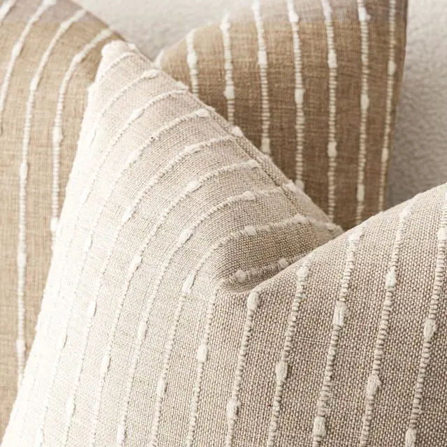 Alt view image 4 of 7 - Decorative Striped Boucle Throw Pillow Cover 18x18 Natural Beige | Pack of 2 Accent Textured Neutral Pillowcases,Boho Modern Cushion Covers,Rustic Home Decor for Couch Sofa Bedroom Living Room