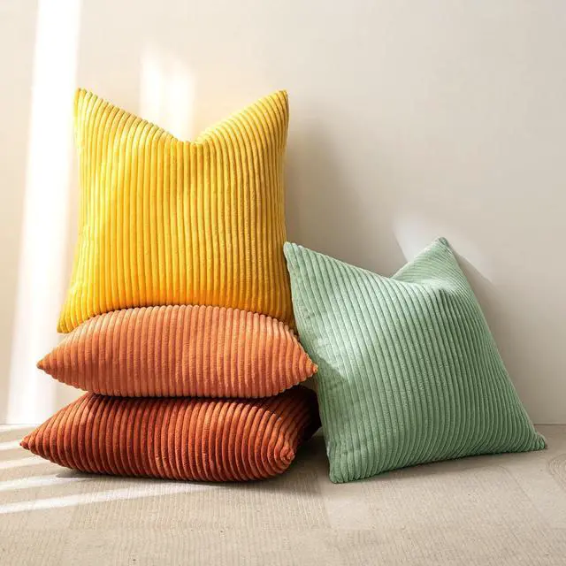 Alt view image 5 of 7 - Fall Decorative Throw Pillow Covers Yellow Rust Green 18x18 | Set of 4, Vintage Retro Fall Decor, Mix and Match Color Clash Design, Vibrant Cushion Covers for Sofa Couch Bed Living Room