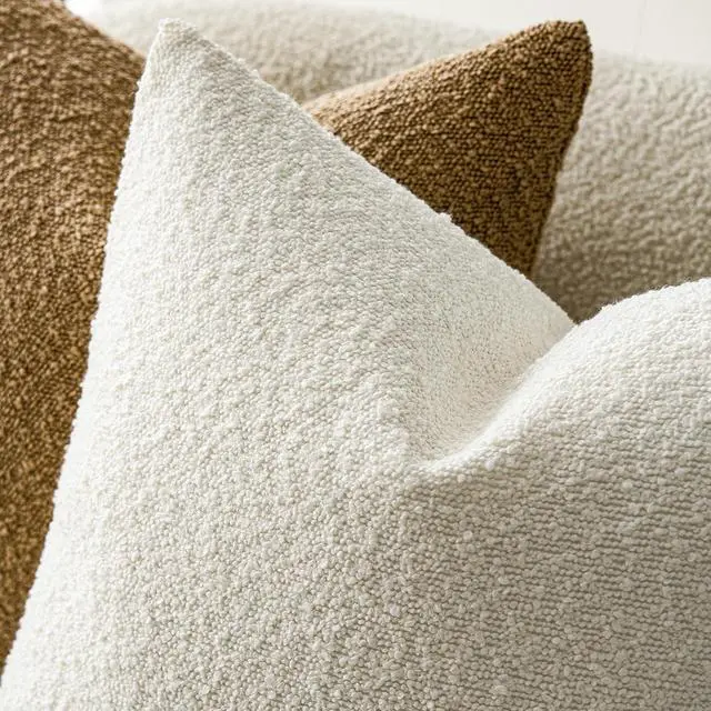 Alt view image 4 of 7 - Decorative Textured Boucle Throw Pillow Covers 20x20 Inch,White | Pack of 2 Accent Solid Pillow Cases,Modern Cozy Soft Cushion Case,Neutral Home Decor for Couch Chair Sofa Bedroom Living Room