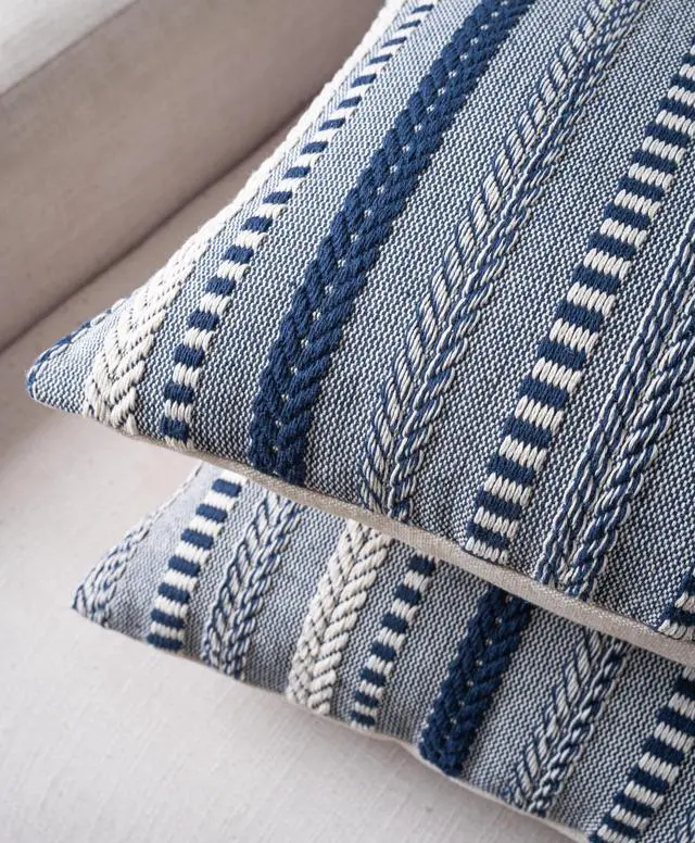 Alt view image 4 of 6 - Boho Throw Pillow Covers 18x18 Inch Set of 2, Farmhouse Decorative Couch Pillow Cases, Navy Blue Accent Pillows of Bed, Sofa Bedroom Living Room Home Decor Cushion Cover