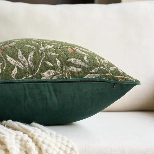 Alt view image 2 of 7 - Green Floral Throw Pillow Cover 12 x 20 Inch Rectange Luxury Decorative Lumbar Pillow Cover for Couch Living Room Bedroom