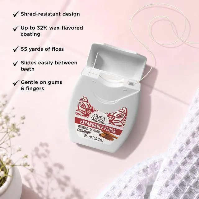 Alt view image 5 of 7 - Expandable Waxed Dental Floss for Gentle, Deep Cleaning Wide Teeth Flossing - Cinnamon Flavor - 55 Yards