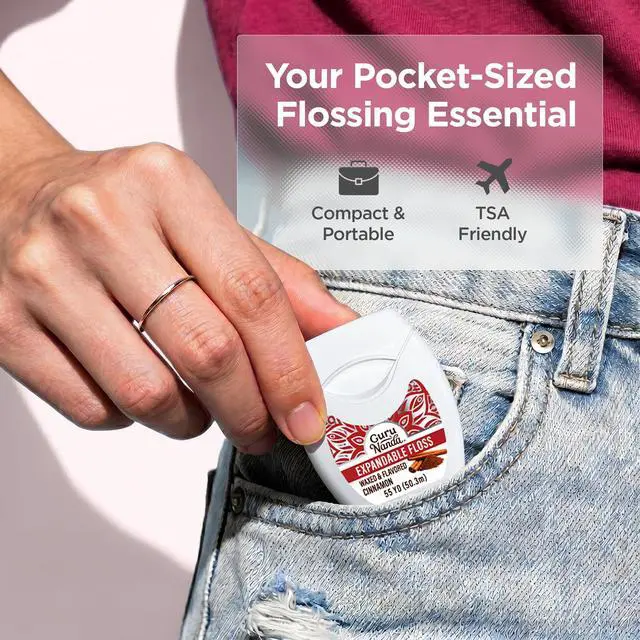 Alt view image 7 of 7 - Expandable Waxed Dental Floss for Gentle, Deep Cleaning Wide Teeth Flossing - Cinnamon Flavor - 55 Yards