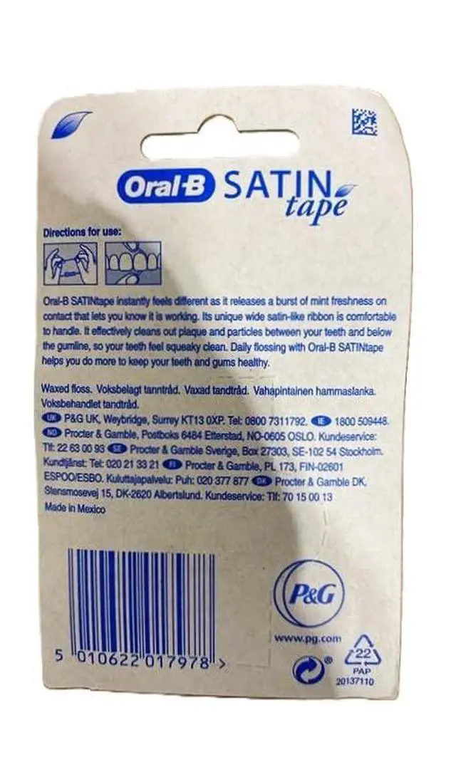 Alt view image 2 of 2 - Statin Tape Dental Floss 25m (6 Units) by Oral-B Satin Tape Mint