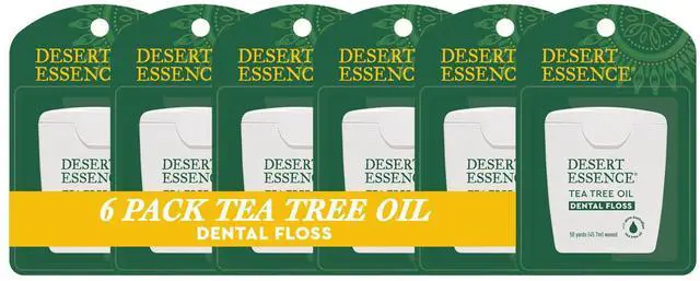 Main image of Tea Tree Dental Floss 50 yd - Gluten Free - Cruelty Free - Naturally Waxed with Bees Wax - No Shred Floss - Tea Tree Oil - Removes Plaque and Build Up, pack of 6