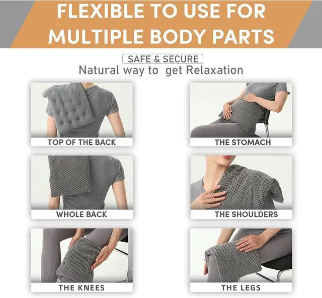 Alt view image 4 of 7 - Wide Microwave Heating Pad with Washable Cover 9.5 x 16in Microwavable | Hot Pad for Neck Shoulder, Cramps, Back Cordless Warm Compress Weighted Moist Heat Pack for Relaxation, Unscented