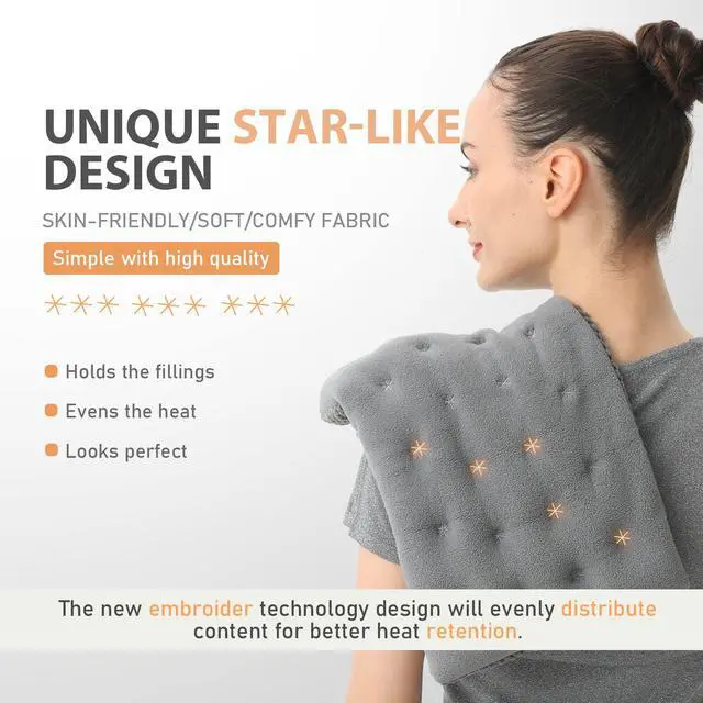 Alt view image 3 of 7 - Wide Microwave Heating Pad with Washable Cover 9.5 x 16in Microwavable | Hot Pad for Neck Shoulder, Cramps, Back Cordless Warm Compress Weighted Moist Heat Pack for Relaxation, Unscented