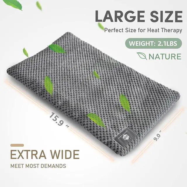 Alt view image 7 of 7 - Wide Microwave Heating Pad with Washable Cover 9.5 x 16in Microwavable | Hot Pad for Neck Shoulder, Cramps, Back Cordless Warm Compress Weighted Moist Heat Pack for Relaxation, Unscented
