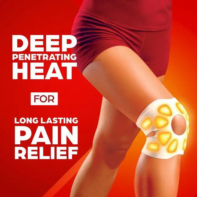 Alt view image 2 of 7 - Knee Heat Wraps for Pain Relief, Heating Pads, 6 Count | 8-Hour Therapy, Flexible, Joints & Muscles, Secure Fit for Daily Comfort & Support