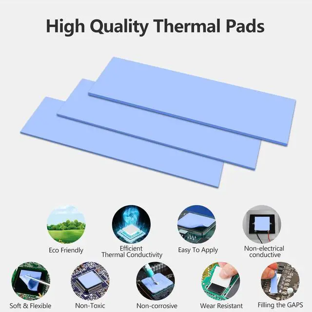 Alt view image 3 of 7 - 30PCS Silicone Thermal Pads GPU, Reusable CPU Thermal Pad 0.5/1.5/ 1mm | SSD Thermal Pad, Conductive Heatsink 0.5/1.5/ 1mm Thermal Pad for Chip LED IC Heat Conduction, Blue