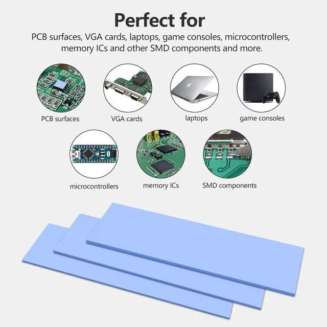 Alt view image 4 of 7 - 30PCS Silicone Thermal Pads GPU, Reusable CPU Thermal Pad 0.5/1.5/ 1mm | SSD Thermal Pad, Conductive Heatsink 0.5/1.5/ 1mm Thermal Pad for Chip LED IC Heat Conduction, Blue