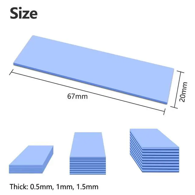 Alt view image 7 of 7 - 30PCS Silicone Thermal Pads GPU, Reusable CPU Thermal Pad 0.5/1.5/ 1mm | SSD Thermal Pad, Conductive Heatsink 0.5/1.5/ 1mm Thermal Pad for Chip LED IC Heat Conduction, Blue