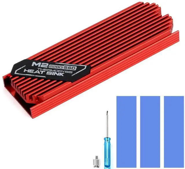 Main image of M.2 SSD Heatsink 2280 Thin Cooler with Nano Thermal Pads 0.5mm-1mm | 9.6mm ultra-thin Red Heatsink, NVME M2 Thermal Pad Double-Sided Heat Sink for PC/PS5/Gaming Laptops,Wide compatibility