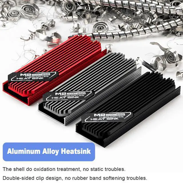 Alt view image 5 of 7 - M.2 SSD Heatsink 2280 Thin Cooler with Nano Thermal Pads 0.5mm-1mm | 9.6mm ultra-thin Red Heatsink, NVME M2 Thermal Pad Double-Sided Heat Sink for PC/PS5/Gaming Laptops,Wide compatibility
