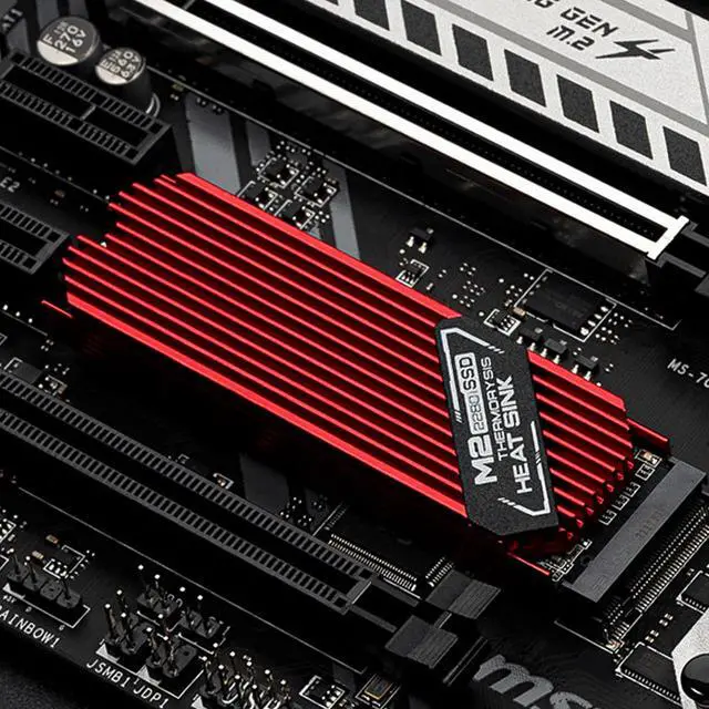Alt view image 6 of 7 - M.2 SSD Heatsink 2280 Thin Cooler with Nano Thermal Pads 0.5mm-1mm | 9.6mm ultra-thin Red Heatsink, NVME M2 Thermal Pad Double-Sided Heat Sink for PC/PS5/Gaming Laptops,Wide compatibility