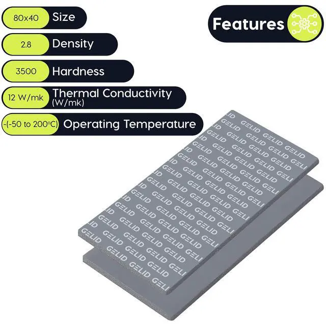 Alt view image 6 of 7 - GP-Extreme Thermal Pad 80 x 40 x 1.0 mm Excellent Heat Conduction, Ideal Gap Filler Easy Installation Thermal Conductivity 12W