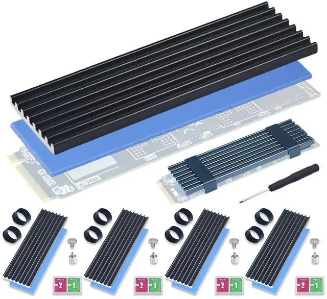 Main image of 5 Pack SSD Heat Sink Cooler for 2280 SSD, nvme Heatsink with Thermal Silicone Pad for for Desktop PC/Workstation (5 Pack Black)
