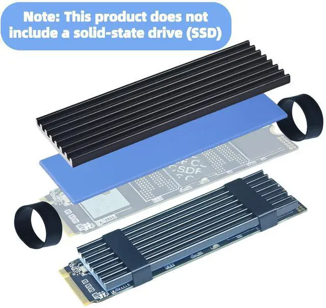 Alt view image 2 of 4 - 5 Pack SSD Heat Sink Cooler for 2280 SSD, nvme Heatsink with Thermal Silicone Pad for for Desktop PC/Workstation (5 Pack Black)
