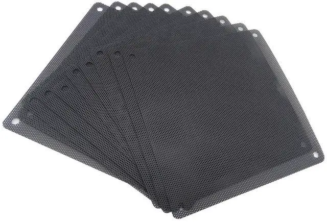 Main image of 140mm Fan Filter, 10 Pack Black Computer Fan Grill Cover | 0.8mm PVC mesh blocks dust & pet hair. High airflow. Washable & reusable. Fits 140mm fans, screw mount.