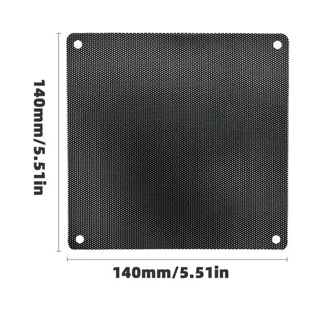 Alt view image 2 of 7 - 140mm Fan Filter, 10 Pack Black Computer Fan Grill Cover | 0.8mm PVC mesh blocks dust & pet hair. High airflow. Washable & reusable. Fits 140mm fans, screw mount.