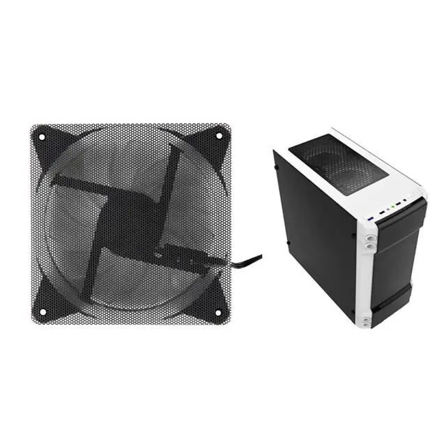 Alt view image 4 of 7 - 140mm Fan Filter, 10 Pack Black Computer Fan Grill Cover | 0.8mm PVC mesh blocks dust & pet hair. High airflow. Washable & reusable. Fits 140mm fans, screw mount.