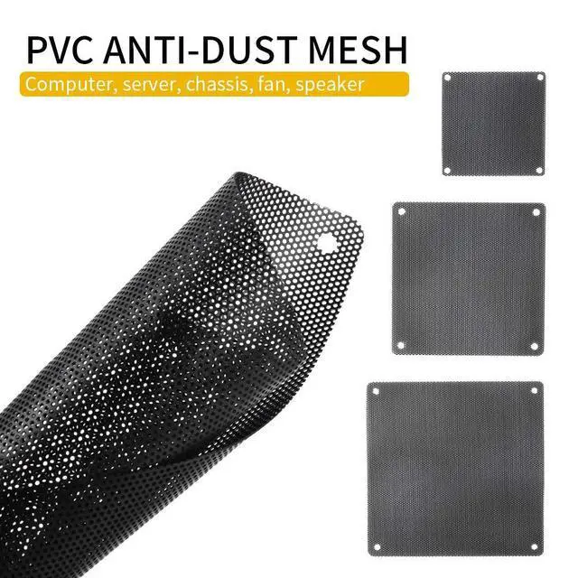 Alt view image 3 of 7 - 140mm Fan Filter, 10 Pack Black Computer Fan Grill Cover | 0.8mm PVC mesh blocks dust & pet hair. High airflow. Washable & reusable. Fits 140mm fans, screw mount.