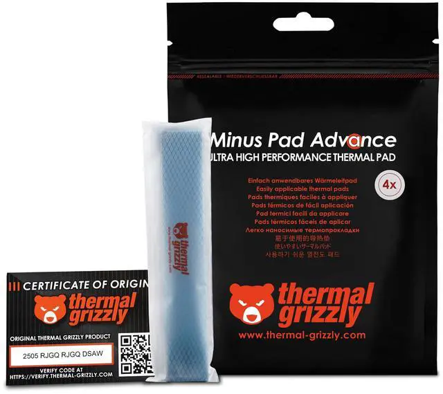 Main image of Minus Pad Advance - 120x20x0.5mm 4-Pack Thermal Interface Pad, Electrically Non-Conductive, High Thermal Conductivity & Compressibility for SSDs, GPUs & Electronics