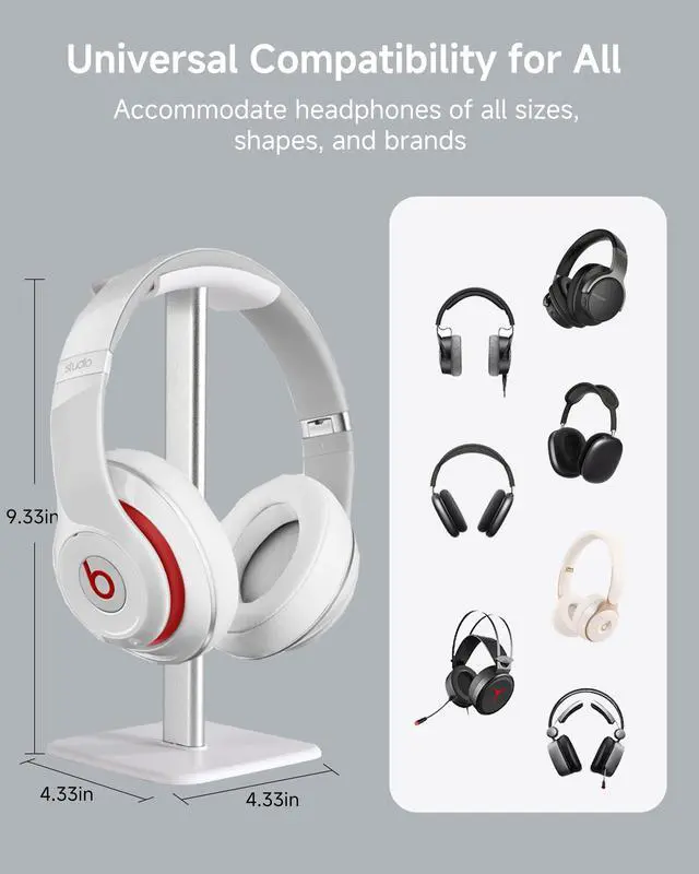 Alt view image 3 of 7 - Sleek Modern Headphone Stand for Desk - Easy Assembly & Disassembly - Exquisite Craftsmanship Headset Holder for All Type PC Wireless Gaming Headset (White)
