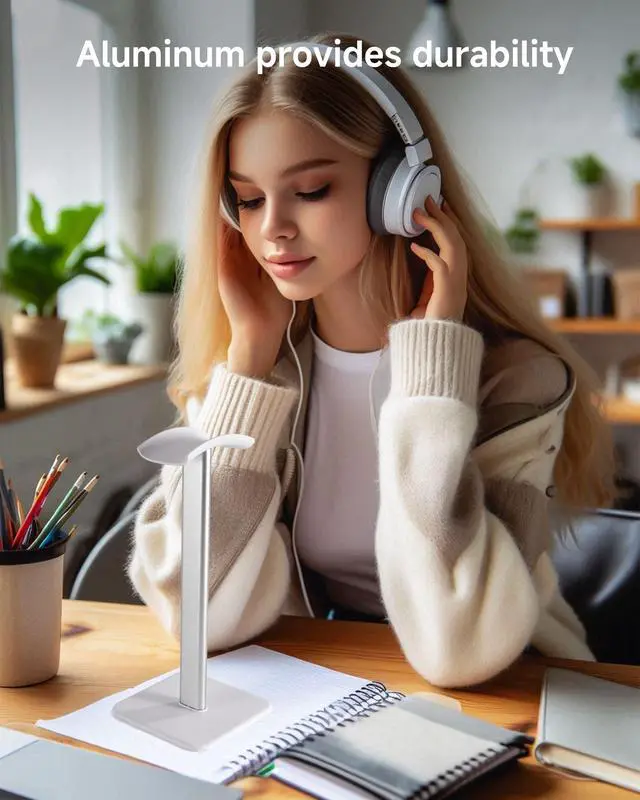 Alt view image 4 of 7 - Sleek Modern Headphone Stand for Desk - Easy Assembly & Disassembly - Exquisite Craftsmanship Headset Holder for All Type PC Wireless Gaming Headset (White)