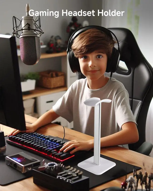 Alt view image 5 of 7 - Sleek Modern Headphone Stand for Desk - Easy Assembly & Disassembly - Exquisite Craftsmanship Headset Holder for All Type PC Wireless Gaming Headset (White)